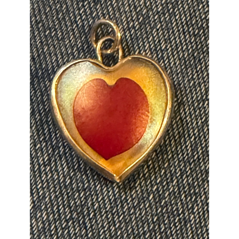 Vintage Orient and Flume Dichroic Glass Heart Pendant Sterling